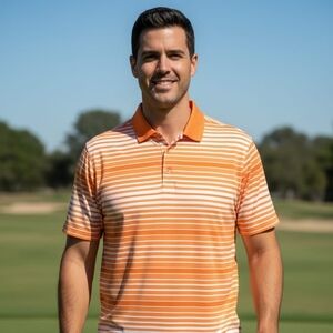 Men's Nike Golf Orange Striped Polo Shirt
